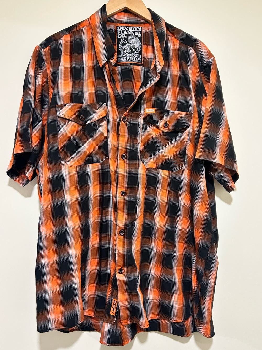 DIXXON Flannel Co The Piston Bamboo Button Down Orange & Black Plaid Size 2X